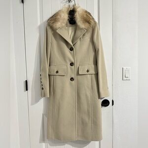 BCBGMAXAZRIA Wool & Angora Blend Cream Coat